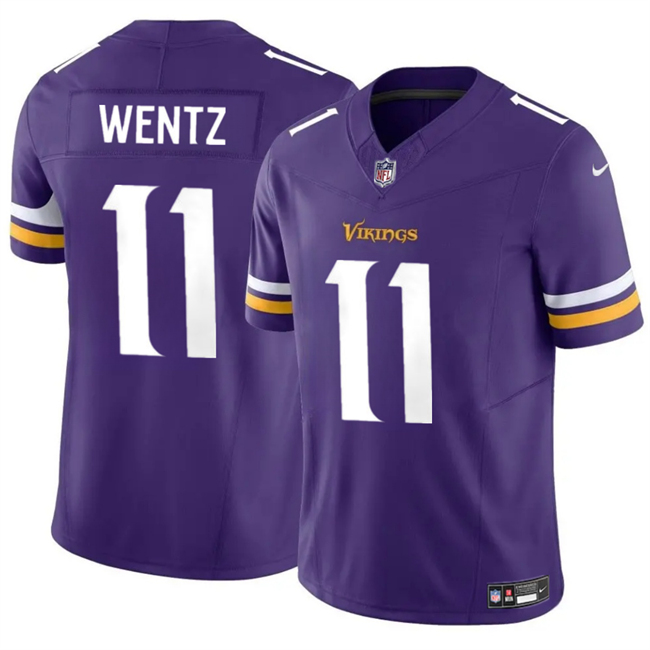 Men's Purple Minnesota Vikings #11 Carson Wentz 2024 F.U.S.E. Vapor Untouchable Limited Stitched Jersey